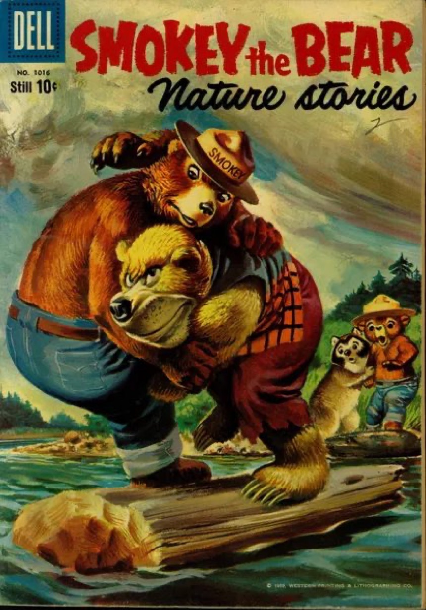 Vintage 1959 Dell comic book cover, Smokey the Bear Nature Stories